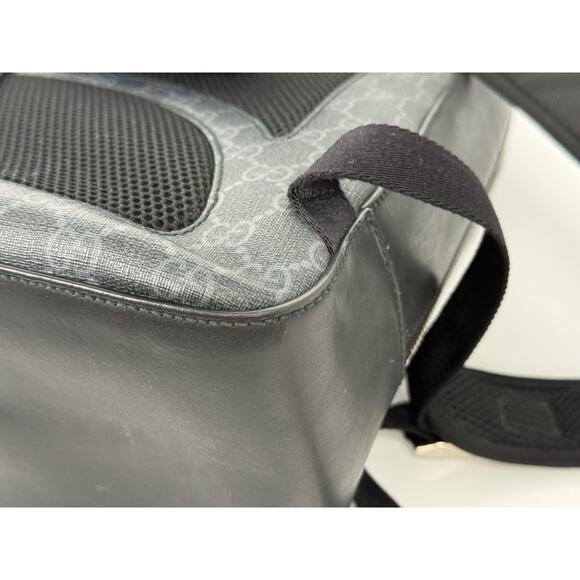 Gucci GG Supreme Black/Grey Coated Canvas Vintage Web Backpack - Picture 10 of 16